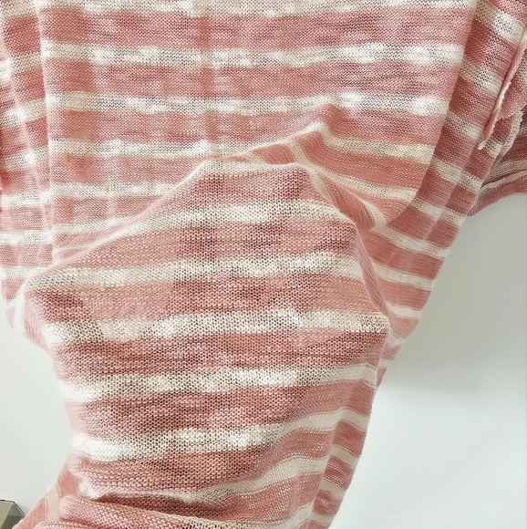 Weekend Suzanne Betro Striped Sheer Scoop Neck Short Sleeves Women Blouse Size M - Picture 6 of 6